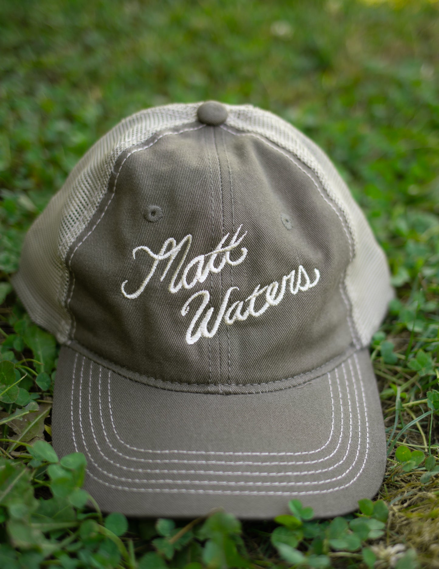 Tan Embroidered Mesh Hat