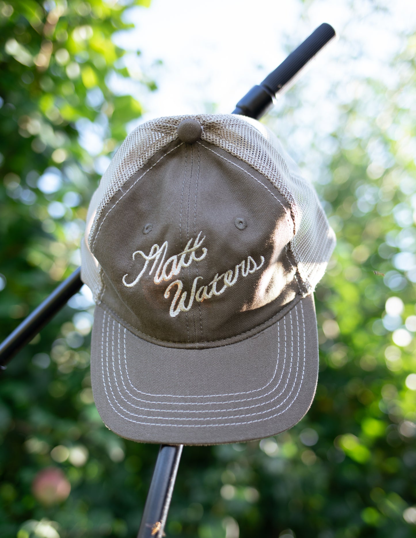 Tan Embroidered Mesh Hat