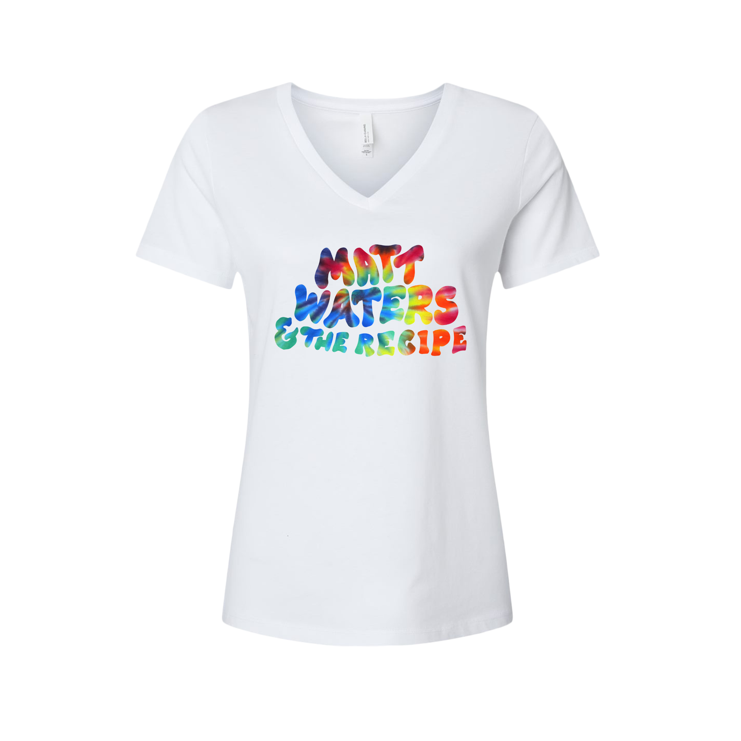 "Matt Waters & the Recipe" Tie Dye - Women’s Relaxed Heather CVC V-Neck Tee