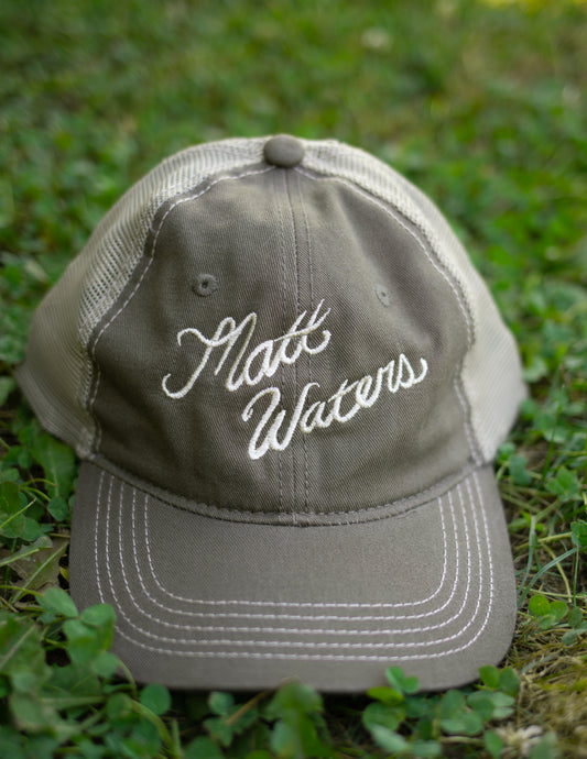 Tan Embroidered Mesh Hat